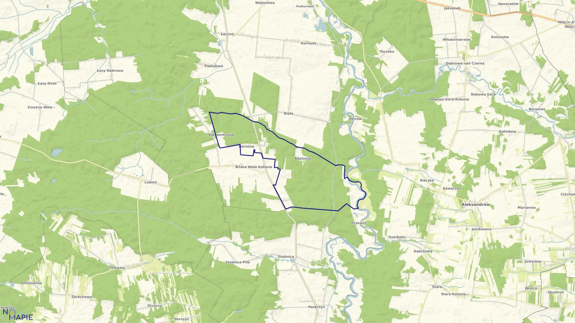 Mapa obrębu ADELINÓW-KLEMENTYN. w gminie Sulejów